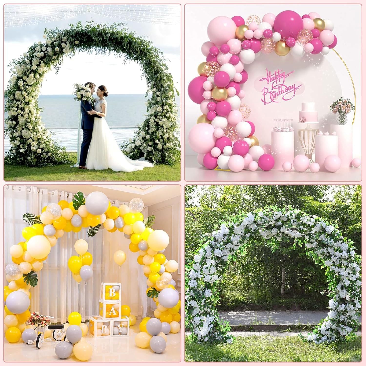 Wedding Arch 8ft Wide x 9ft Height, Archway backdrop, Balloon Arch Stand for Wedding Party Bridal Prom Garden Floral Decoration Both Indoor and Out Door.